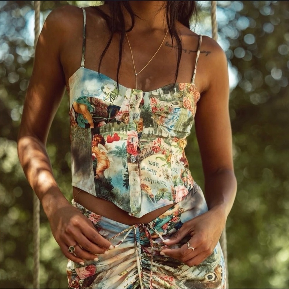 Shop RESA Sienna Corset Top in Floral Renaissance Print